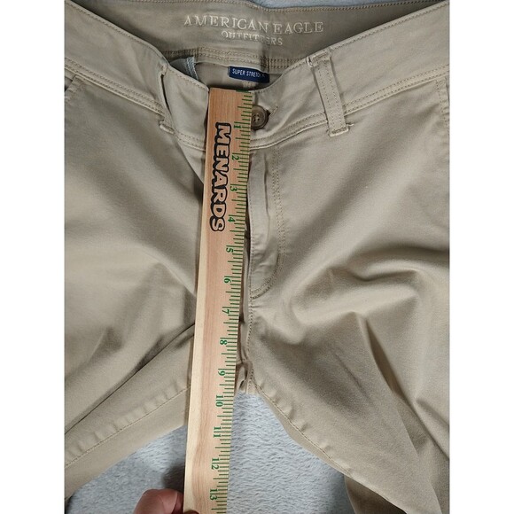 American Eagle Kick Boot Chino Pants 14 Short Beige Mid Rise Stretch Flat Front - Picture 3 of 10